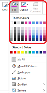 Captura de pantalla de los colores del tema de PowerPoint, incluidas las variantes de colores para el tema