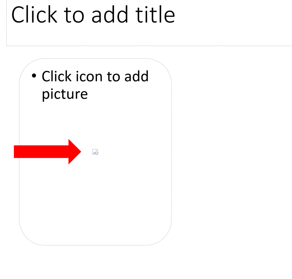 Bild des PowerPoint-Bildschirms, das zeigt, wie man ein Bild zu einer PowerPoint-Folie mit einem Bildplatzhalterlayout hinzufügt